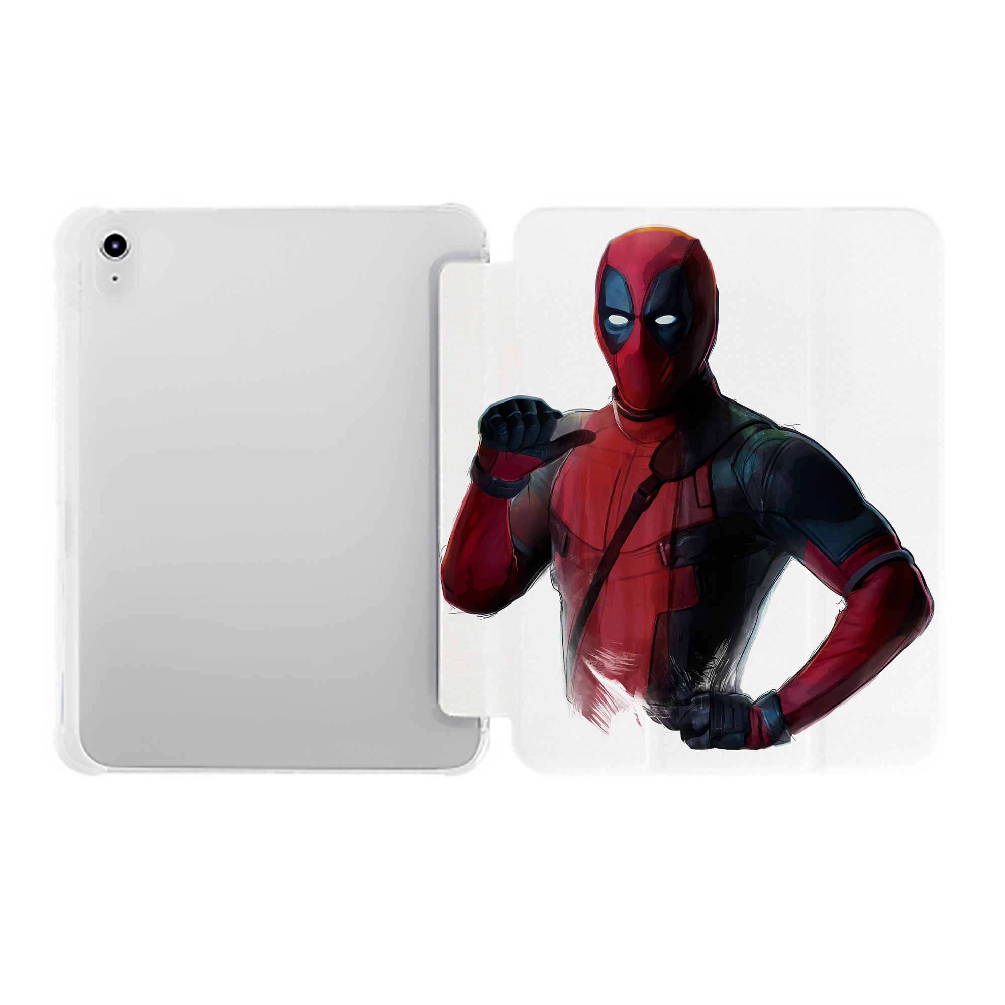 （画像用） Deadpool デッドプール IPad ケース ペン収納付き 三つ折りスタンド PUレザー×シリコン 対応機種9.5/10.5/10.9インチ
